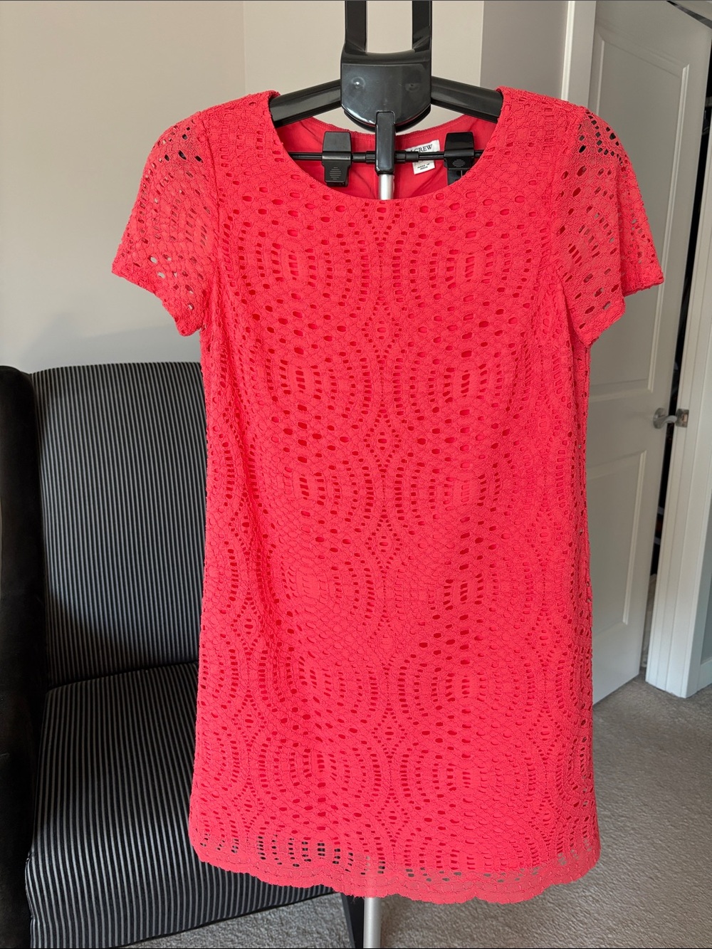 J. Crew Coral Lace Shift Dress